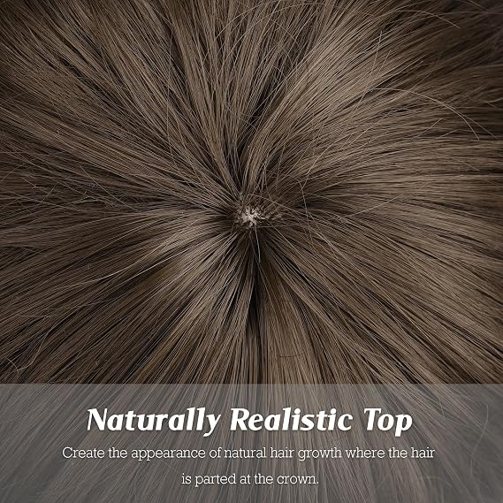 FESHFEN Pixie Cut Wigs Synthetic Short Brown Pixie Haircut Wig with Bangs Glueless Layered Wig Wavy Wigs for Women