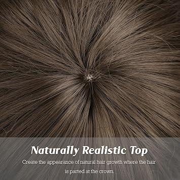 FESHFEN Pixie Cut Wigs Synthetic Short Brown Pixie Haircut Wig with Bangs Glueless Layered Wig Wavy Wigs for Women