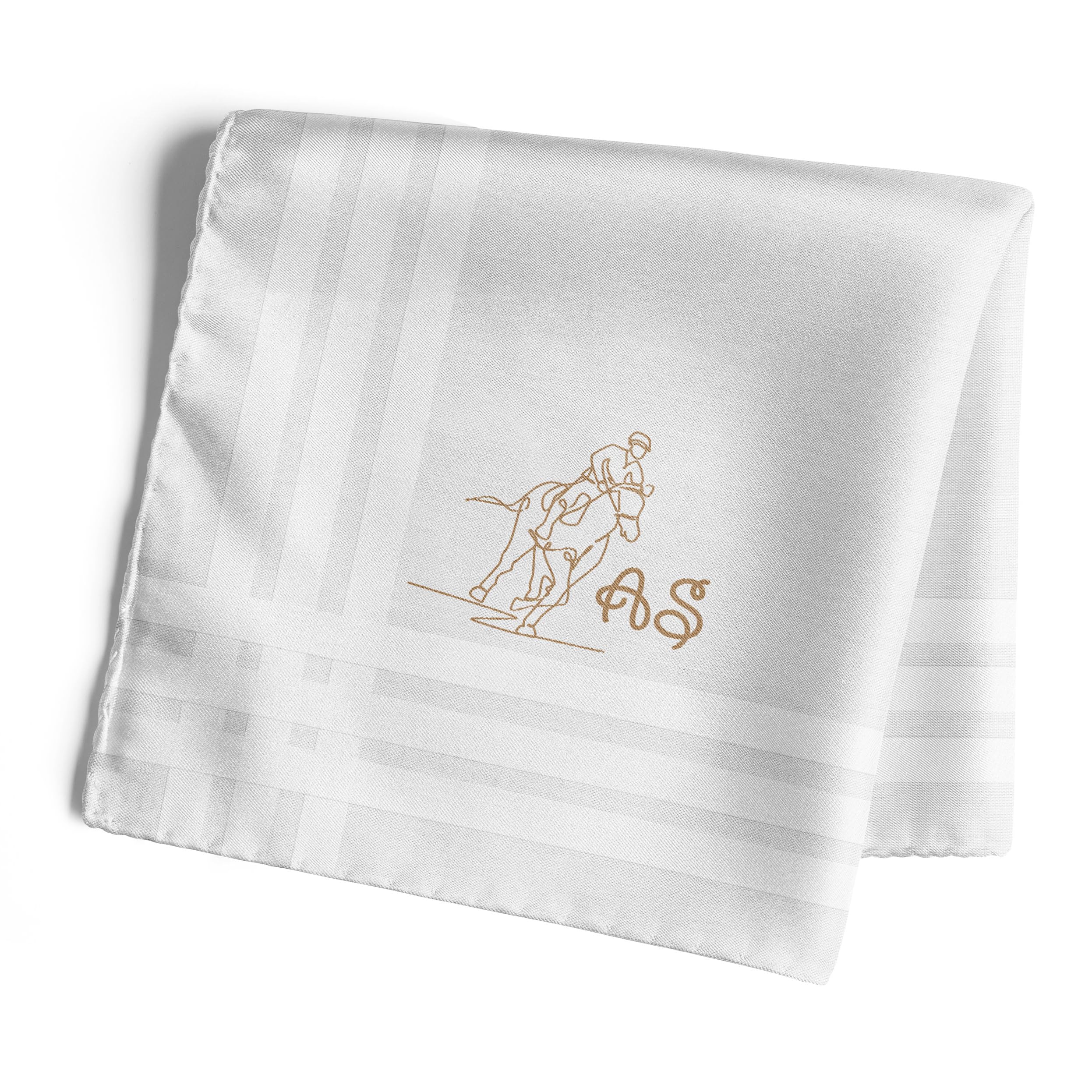 Personalisiertes Taschentuch aus Stoff – Initialen und Motiv Sportler bestickt – 35 cm – 100 % Bio-Baumwolle
