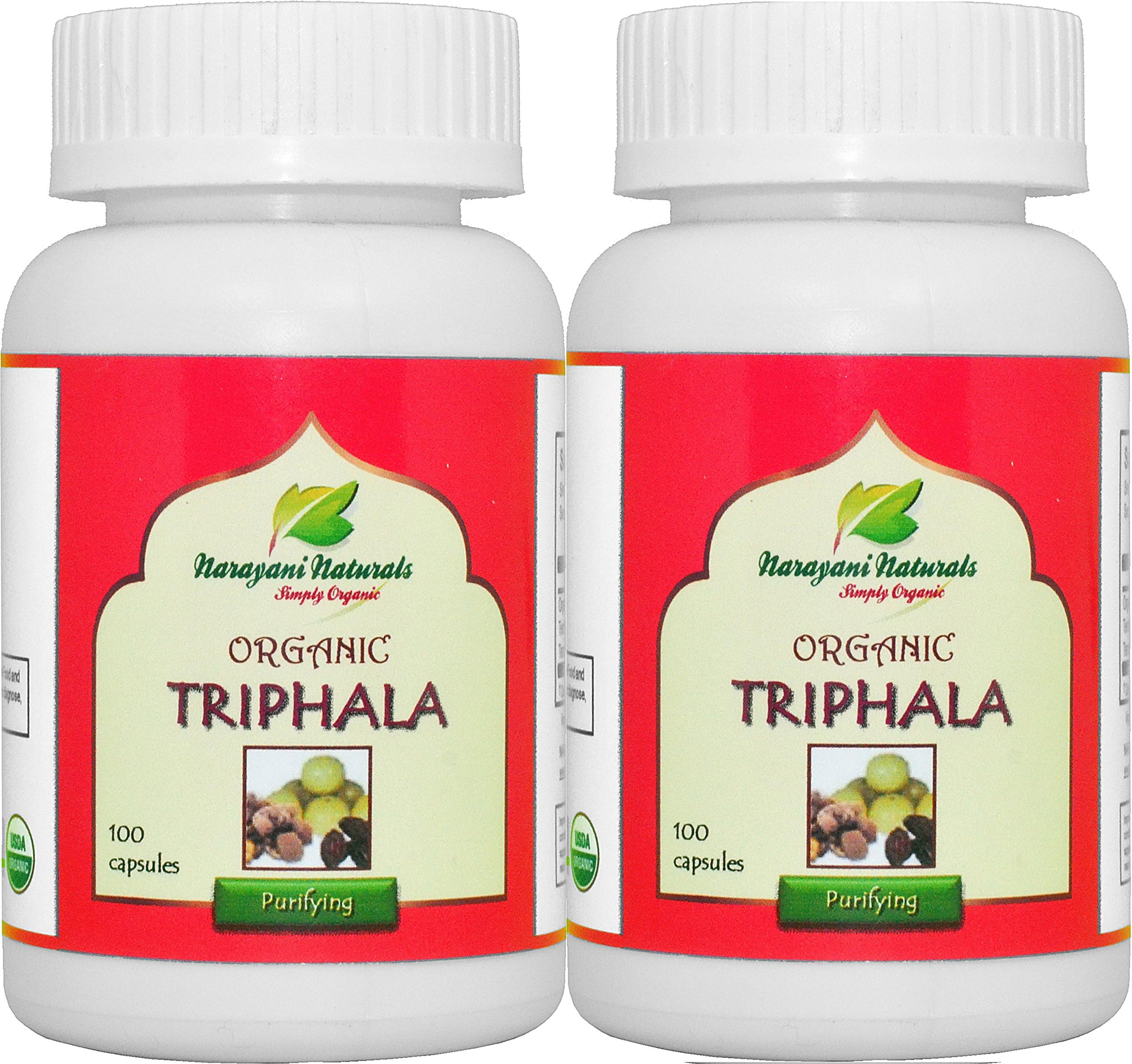 Organic Triphala 200 veggie capsules (650 mg each) - Certified organic,