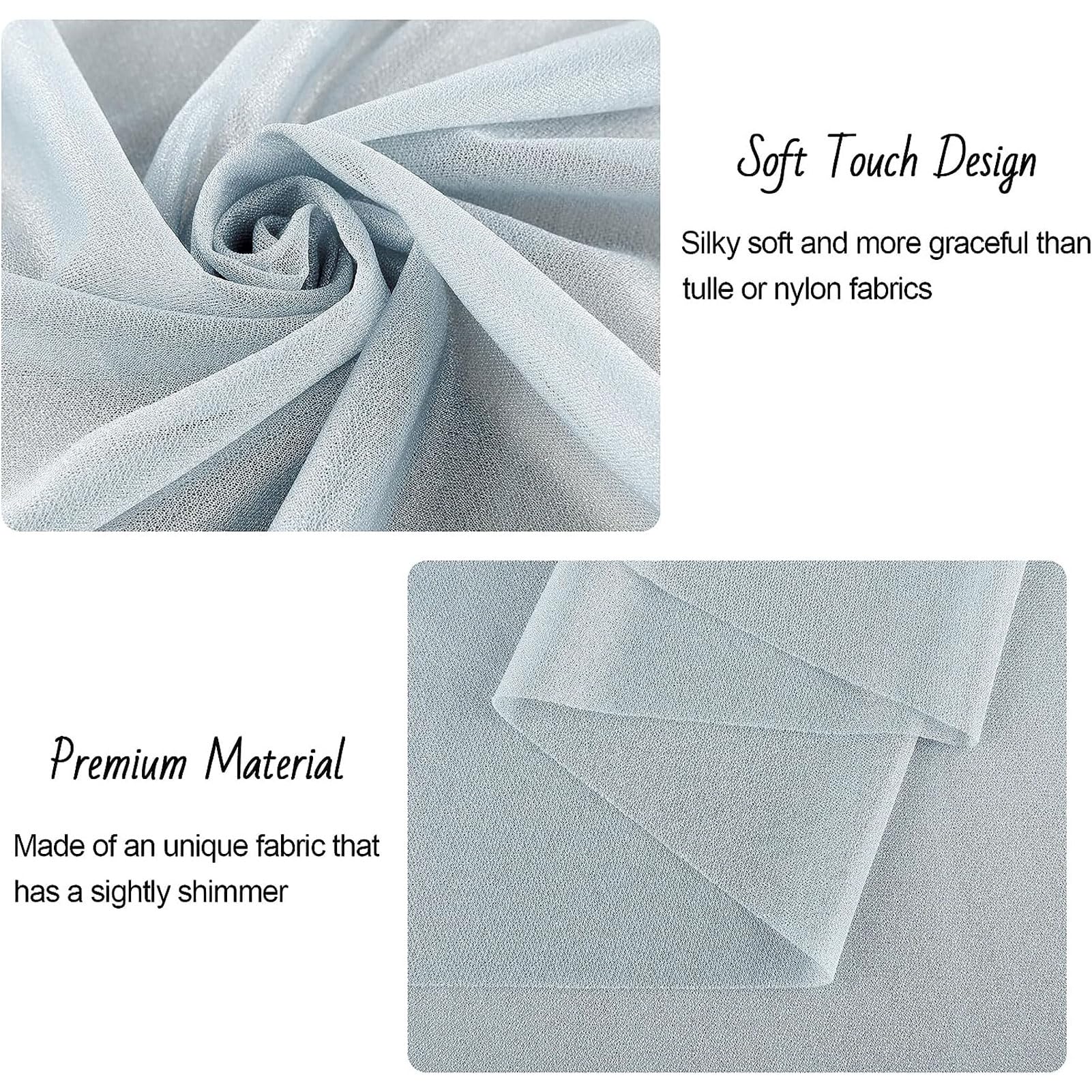 HUHJYUGE Mariage Arche Tenture, Extérieur Mariage Rideau Tulle pour Fond de Décor Pelouse Voilage Drapés Mousseline de Soie, pour Arche de Mariage, Fête Prénatale (12 400cm)