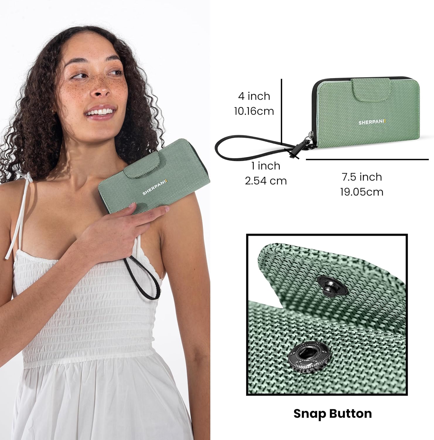 Sherpani Tulum AT, Nylon Zip Around Wallet, Wristlet Purse (Aloe Mist)