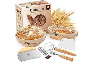 9" Bread Baking Kit: Sourdough Bread Making Supplies and Proofing Baskets