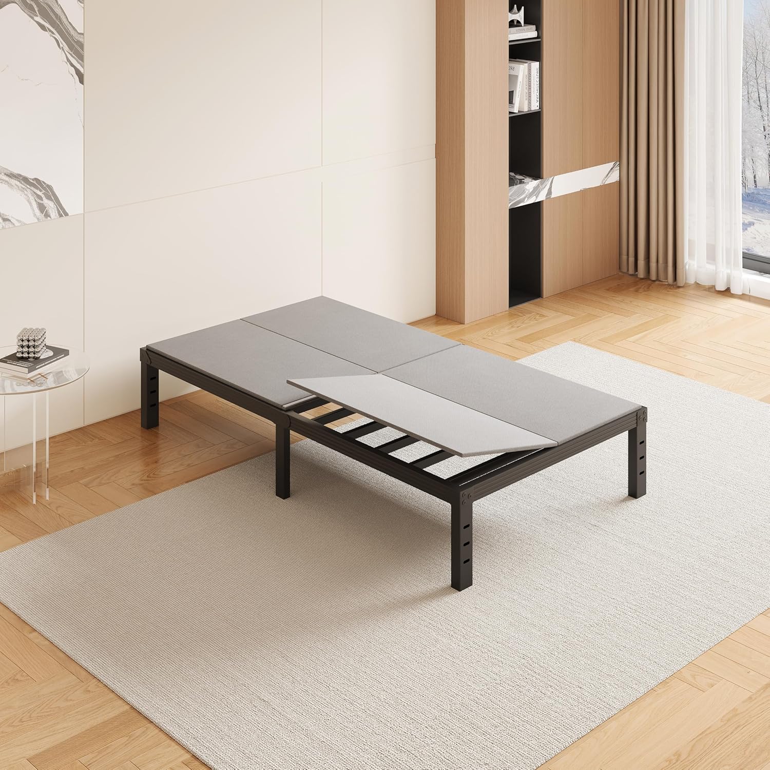 Bunkie Board Twin, Universalsupport Board With Anti-Sag Design For Metal Bed Frame, Platform Beds, Sleeper Sofa And Pull Out Couches, 74"x36" Bunkieboard, Easy Assembly Folable Bed Support Slats