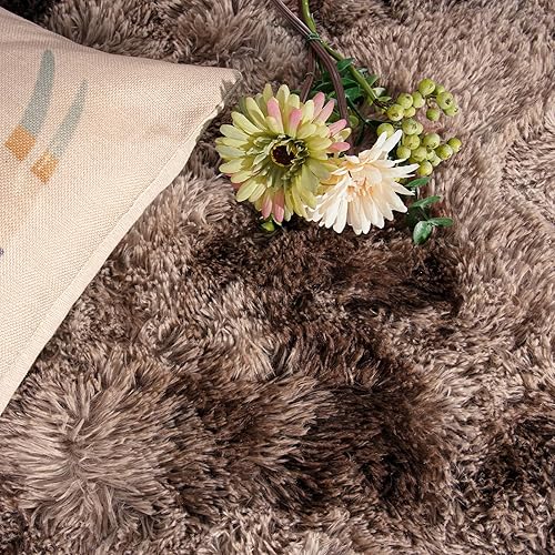 Miniatura 4 de DweIke - Alfombras grandes y esponjosas para dormitorio, sala de estar, alfombras de interior de 6 x 9 pies, alfombras peludas teñidas con nudos,