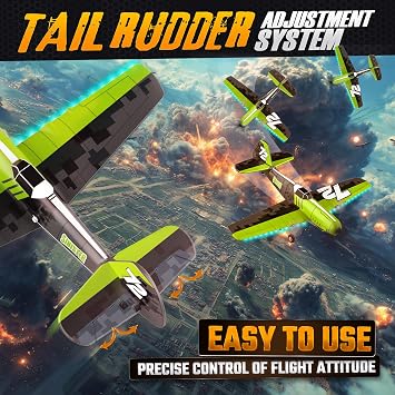 BEZGAR HQ089 RC Plane, Drones for Kids, 6-axis Gyro Remote Control Airplane, RC Helicopter, Easy Control for Beginners Toys with Colorful LED Navigation Lights(Green)