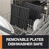 Vista 4 de KRUPS Máquina para hacer waffles belgas de 4 porciones: acero inoxidable, 5 niveles de tostado, señal de listo audible, platos removibles, 1200W