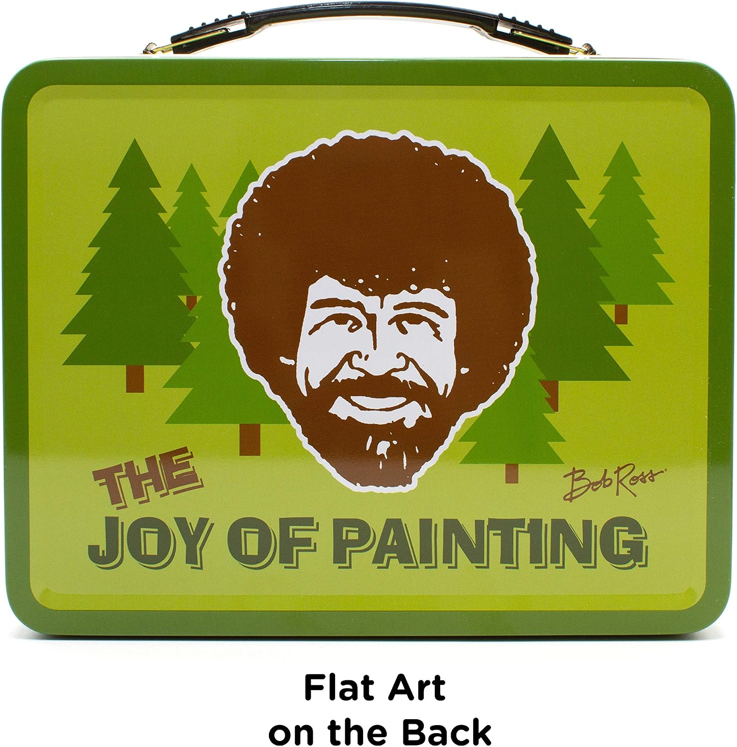 AQUARIUS Bob Ross Happy Tree Large Fun Box - Sturdy Tin Storage Box with Plastic Handle & Embossed Front Cover - Officially Licensed Joy of Painting Merchandise & Collectible