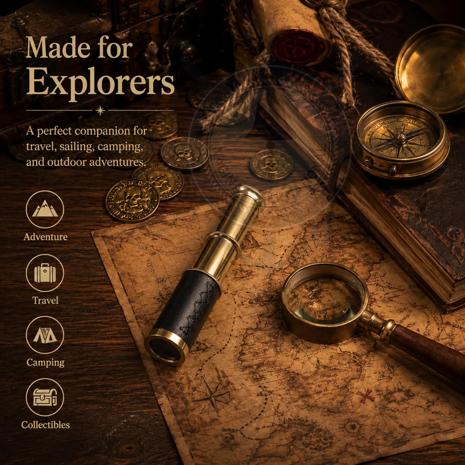 6" Solid Brass Quality Handcrafted Spyglass Telescope Set with Brown Carry Bag to Complete Your Collection