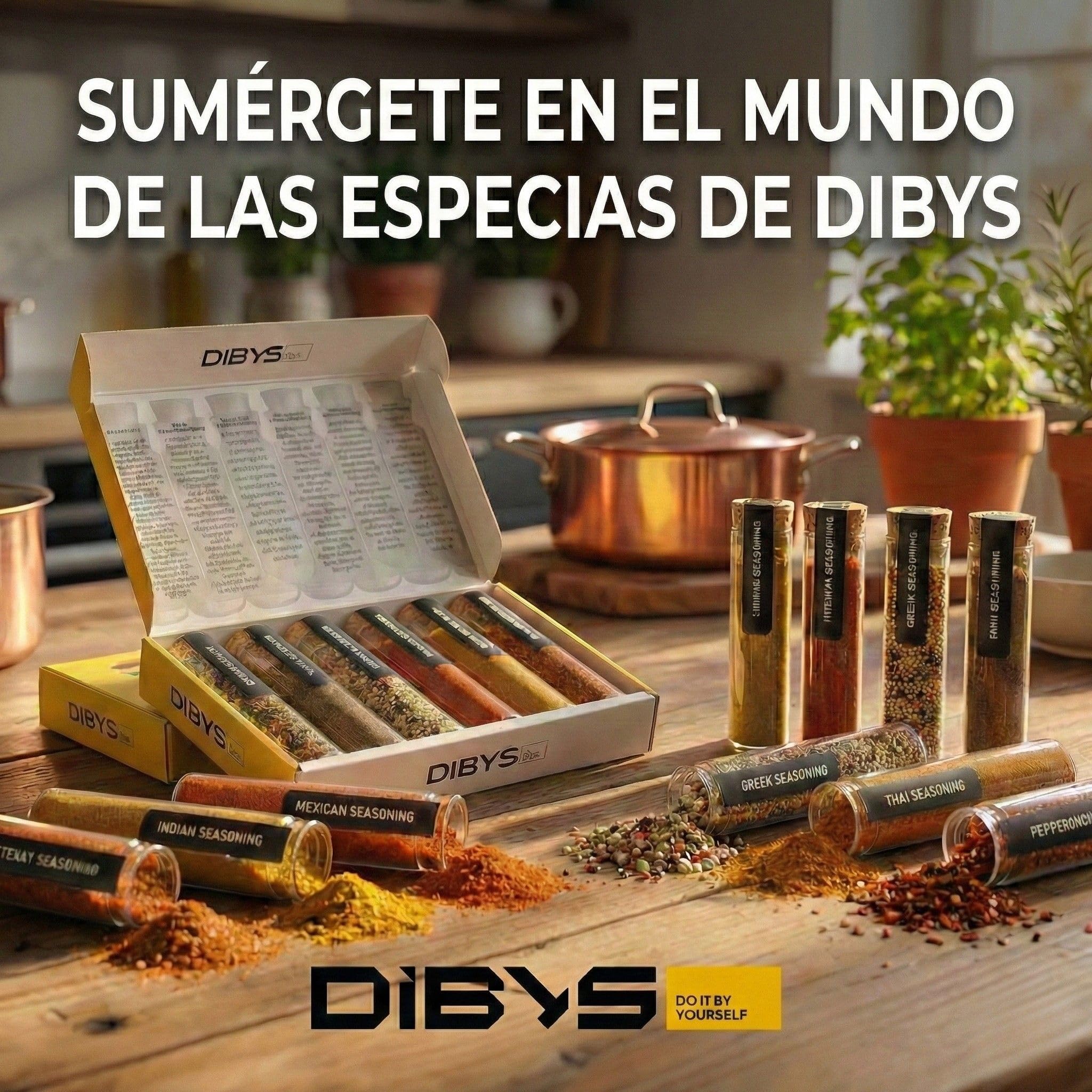 DIBYS Set de Regalo Especias de Todo el Mundo 6 Mezclas con Recetas