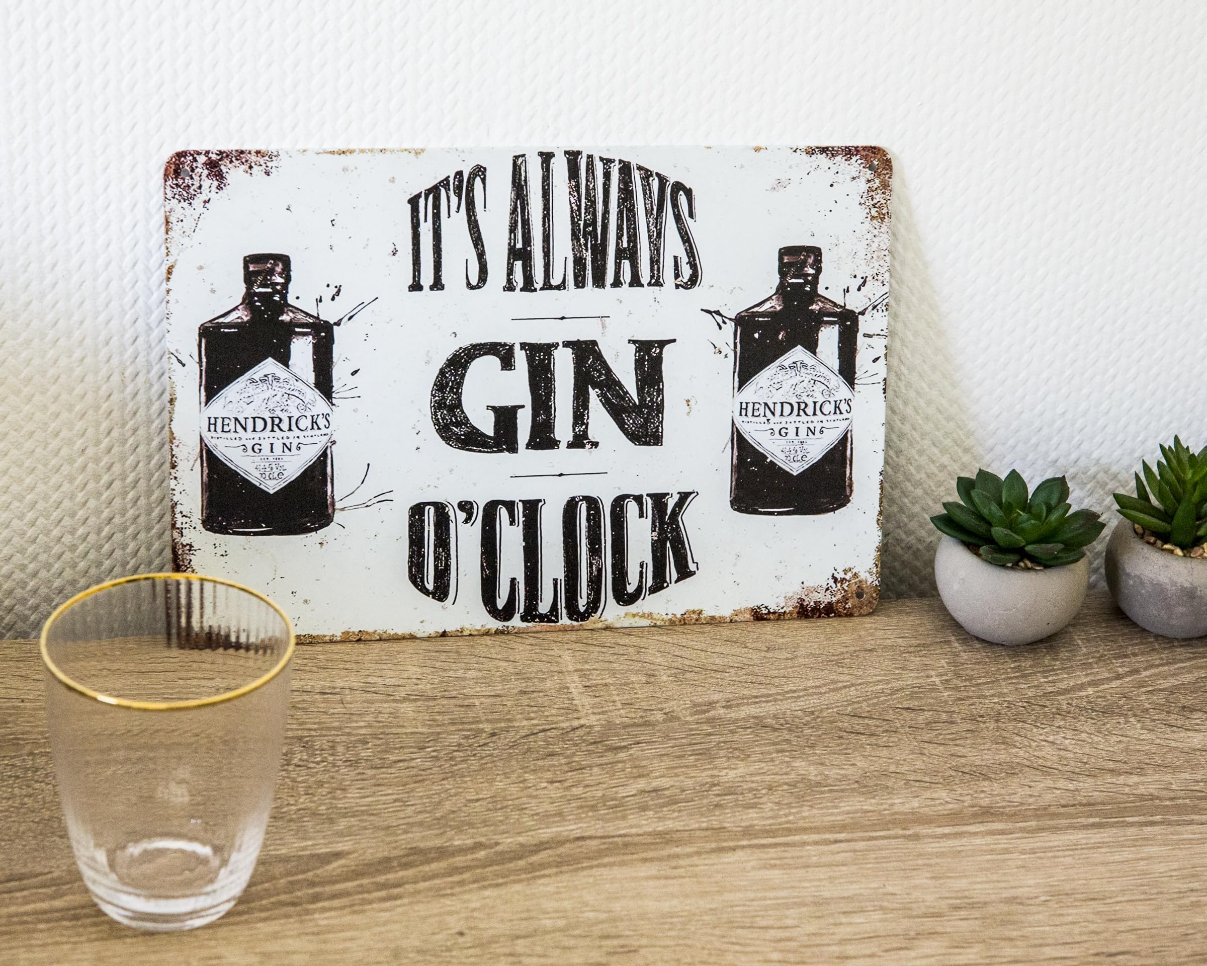 Targa Metallica Retr&ograve; 30x20 Cm - Decorazione Per Bar, Ricette Cocktail, Stile Vintage Per Appassionati Di Gin