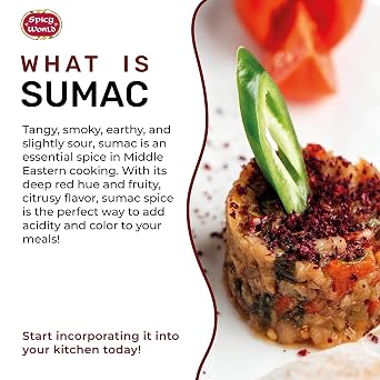 Spicy World Sumac Spice Powder 7 Ounce Bag - Ground Sumac, Sumac Seasoning (Sumak)