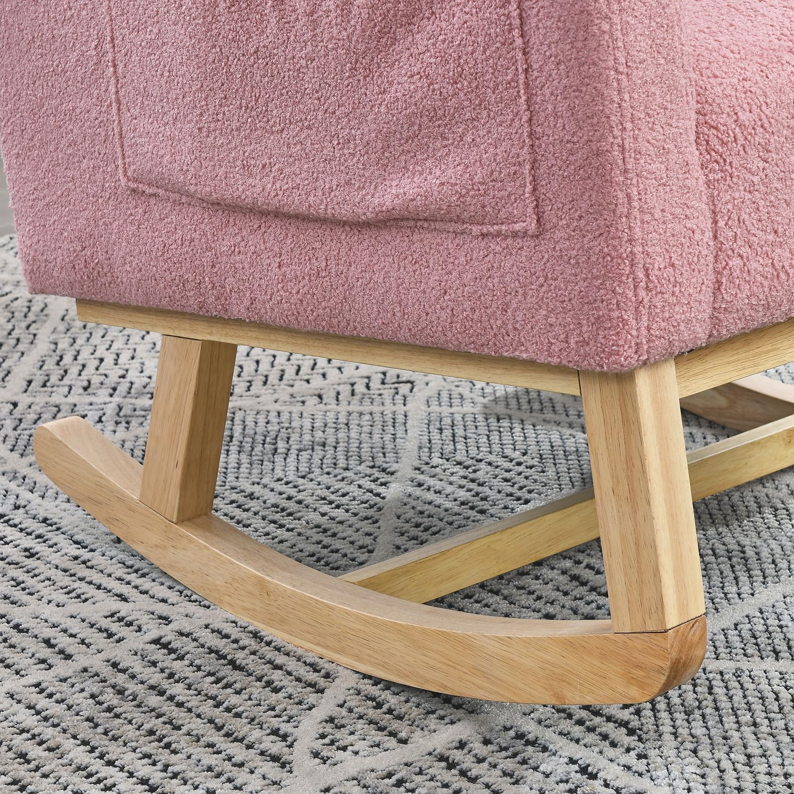 SPOFLYINN Rocking Chair, One Size, Pink Teddy