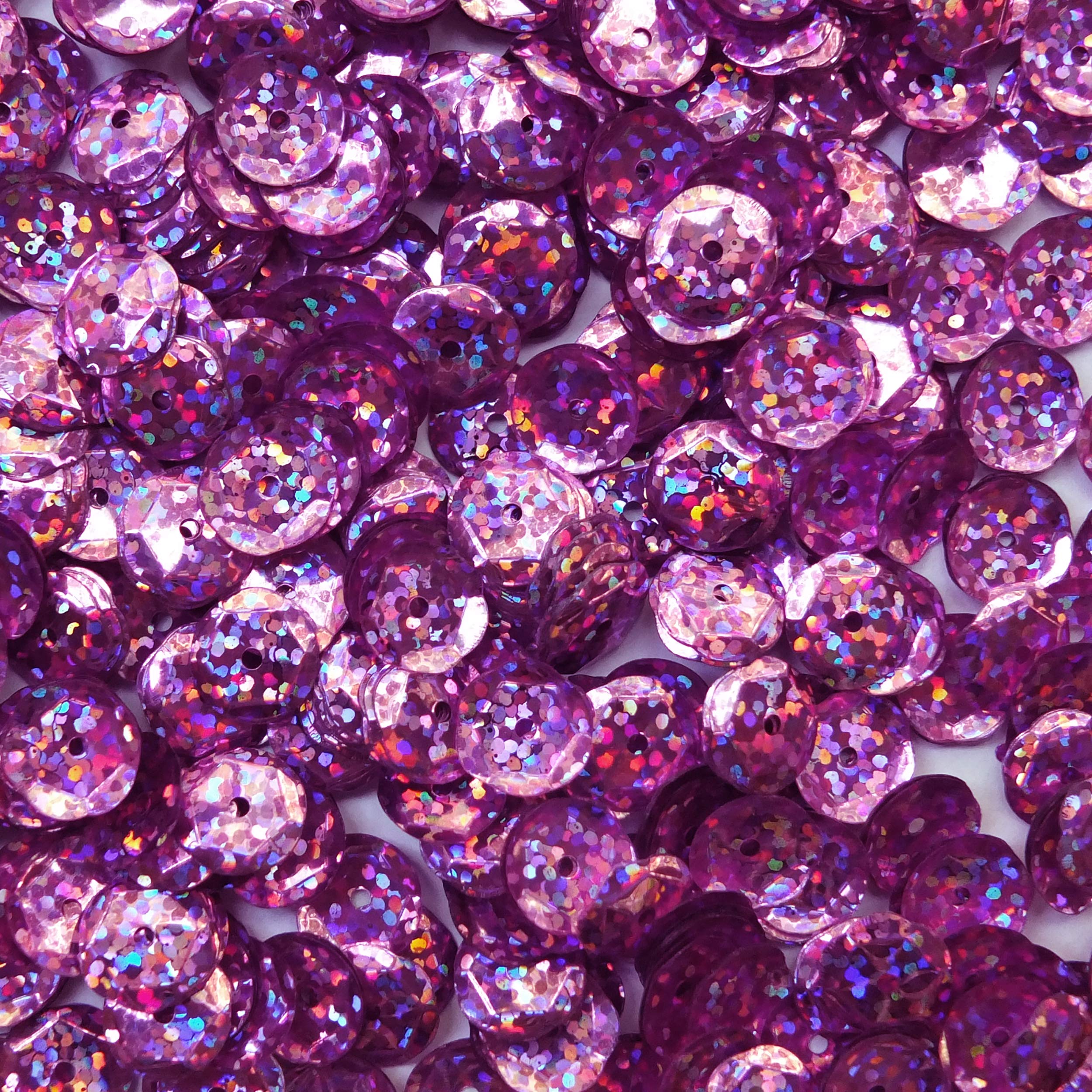 10mm Cup Sequins Orchid Pink Hologram Glitter Sparkle Metallic Medium Hole Made in USA