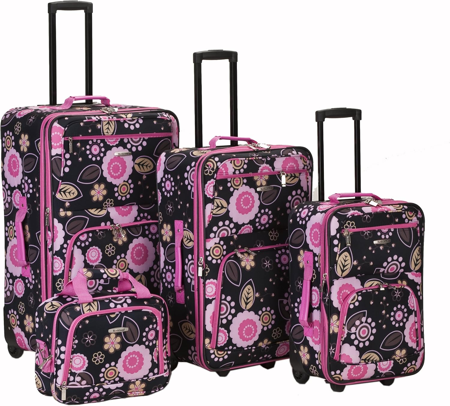 Rockland Impulse 4-Piece Softside Upright Luggage Set, Pucci, (14/19/24/28)