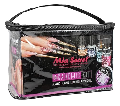 Mia Secret Kit profesional de uñas académicas para acrílico, Formagel, Gelux y gel de inmersión para principiantes, estudiantes (Kit-A08)