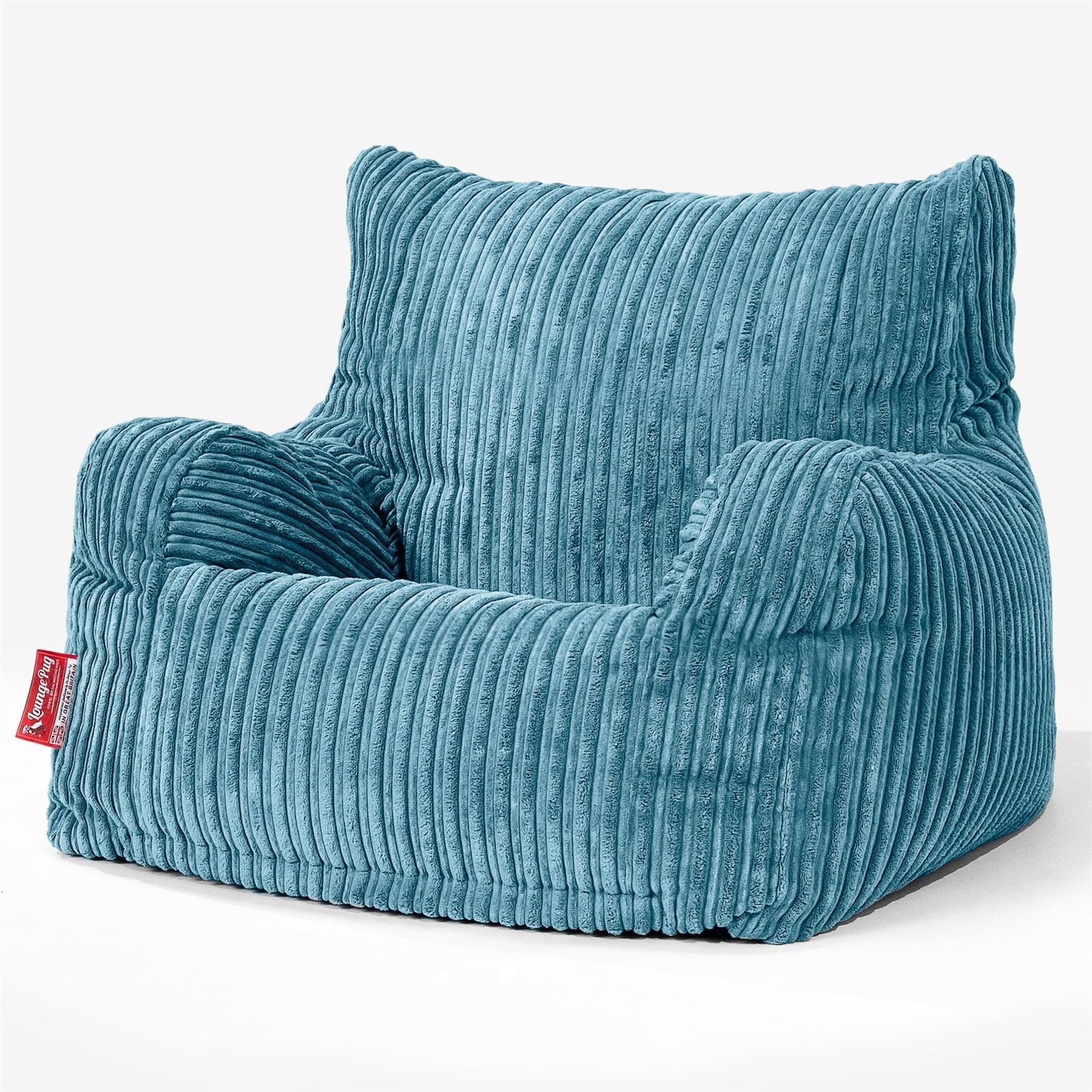 Lounge PugCord Fabric Armchair Bean Bag for Living Room Lounge - Adult Beanbag Chair - Corduory Aegean Blue