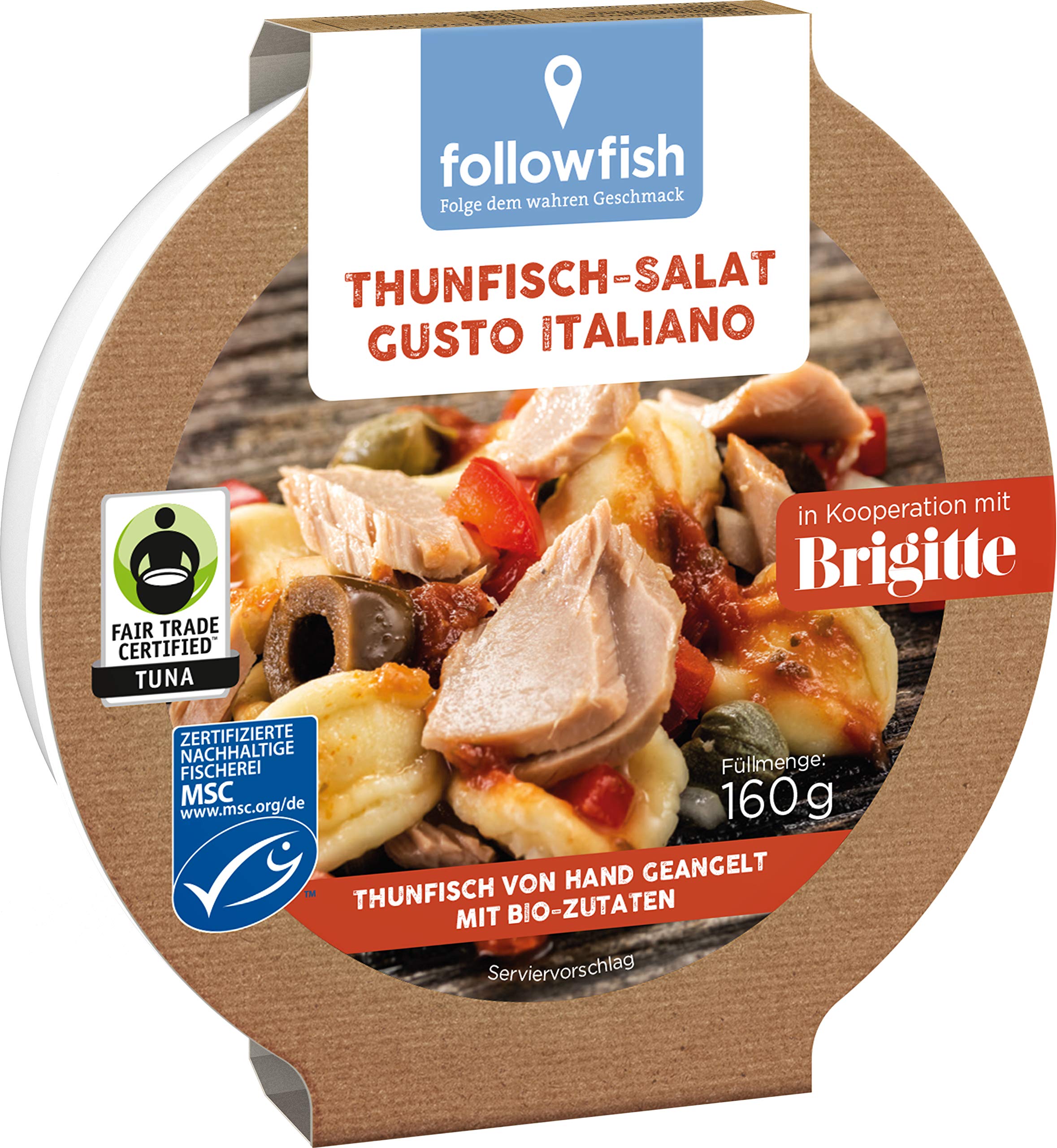 followfish MSC Fair Trade Thunfisch-Salat Gusto Italiano, 8er Pack (8 x 160g)