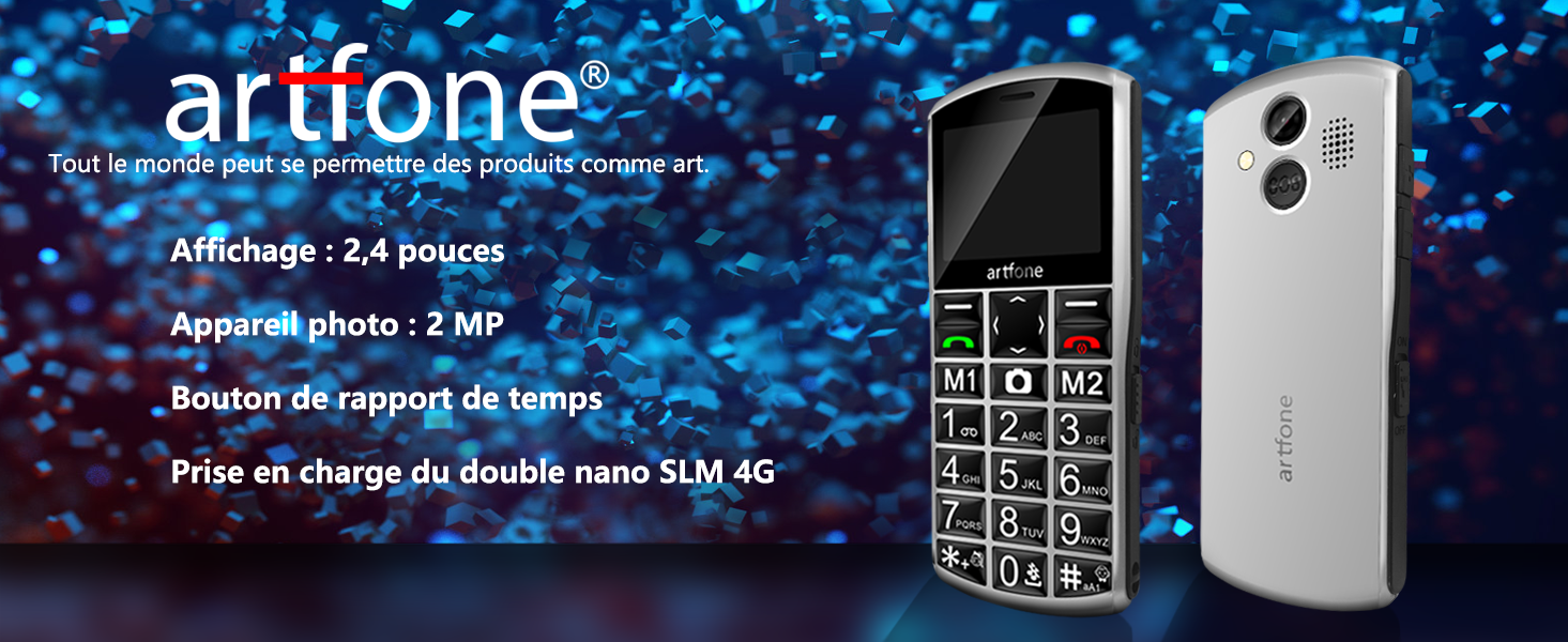 artfone Téléphone Portable Personnes âgées 4G sans contrat - Double SIM