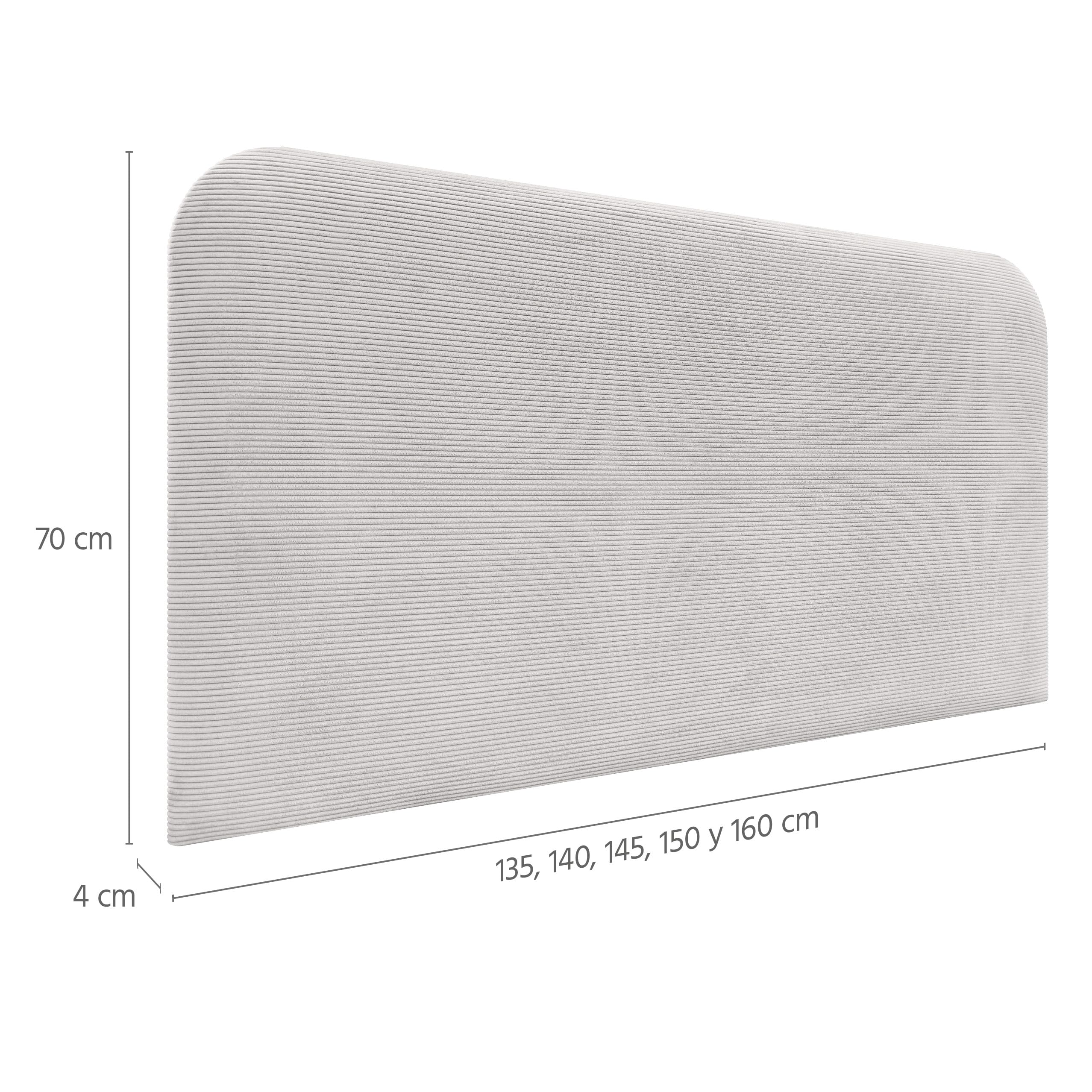 DHOME Cabecero Tapizado Liso Curvo Pana Premium 70cm Altura para Pared Acústicos Cabeceros Absorbentes Cabezal Cama Dormitorio (Blanco Hueso, 145cm)