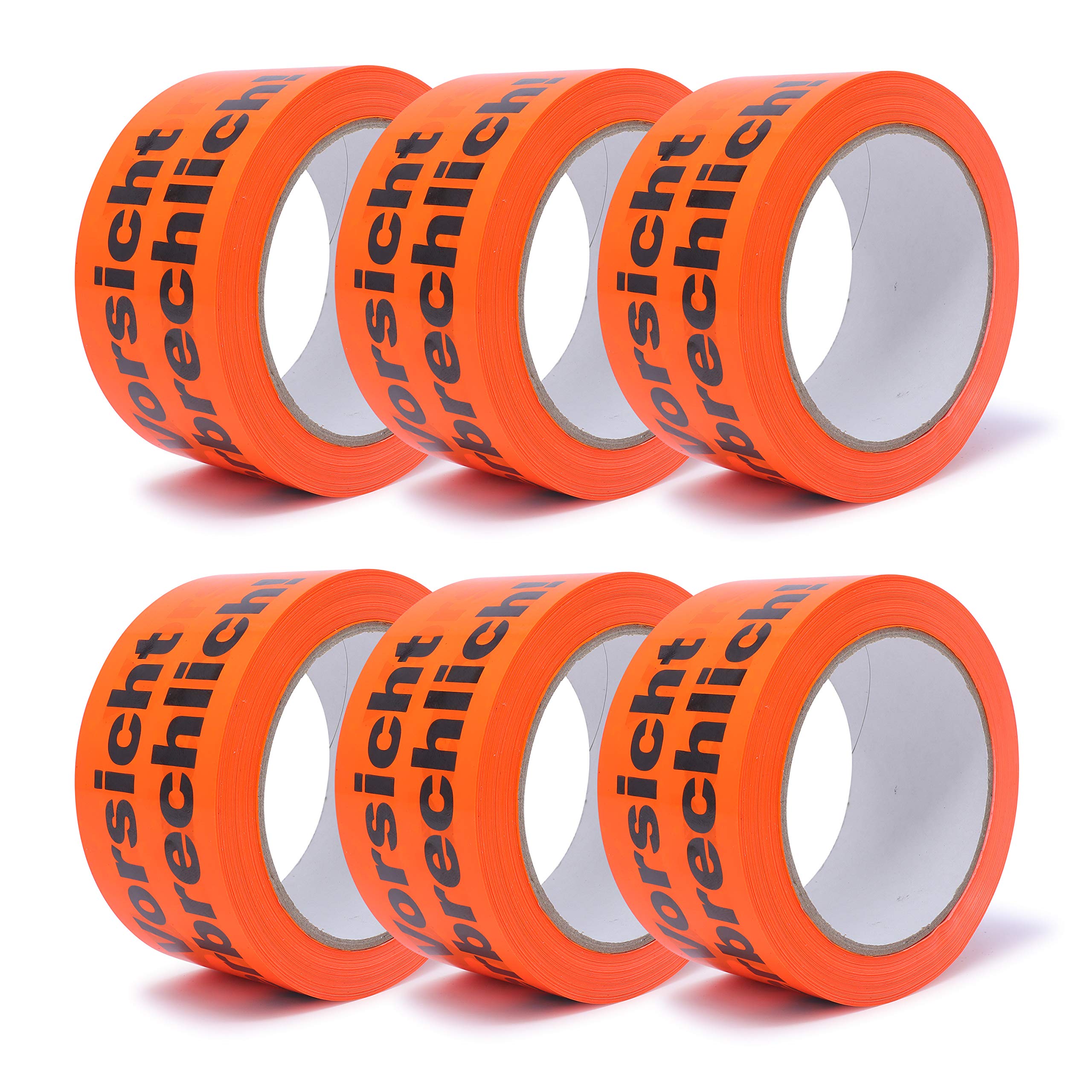 gws Cinta adhesiva de advertencia de PVC de color naranja pasillo. Cinta adhesiva de embalaje fuerte de calidad profesional. Cinta de advertencia de 50 mm x 66 m (6 rollos)