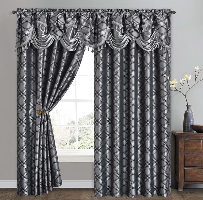black and grey curtains