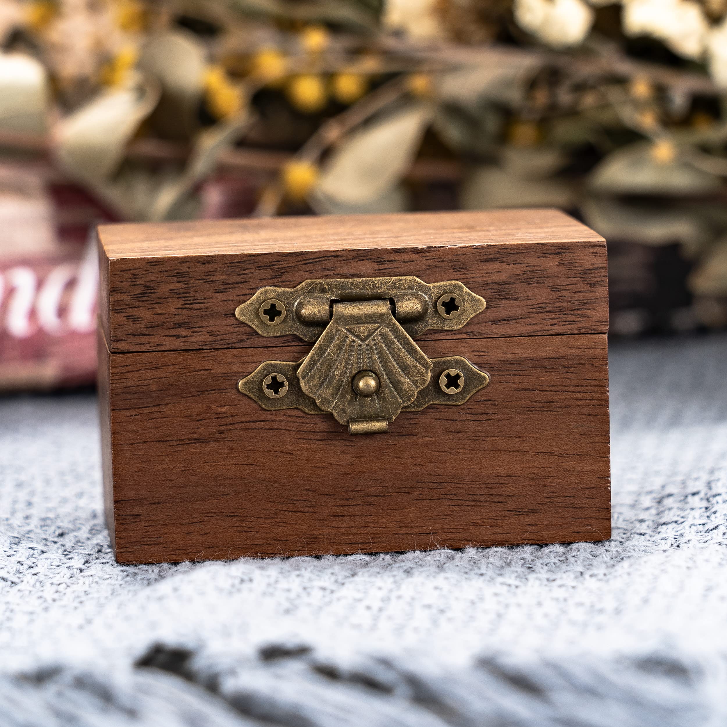 Scatola Porta Anelli In Legno Di Noce Massello – Stile Retrò, Fatta A Mano, Con Interno In Velluto, Vuota Per Personalizzare, Regalo Per Proposta O Matrimonio - 2