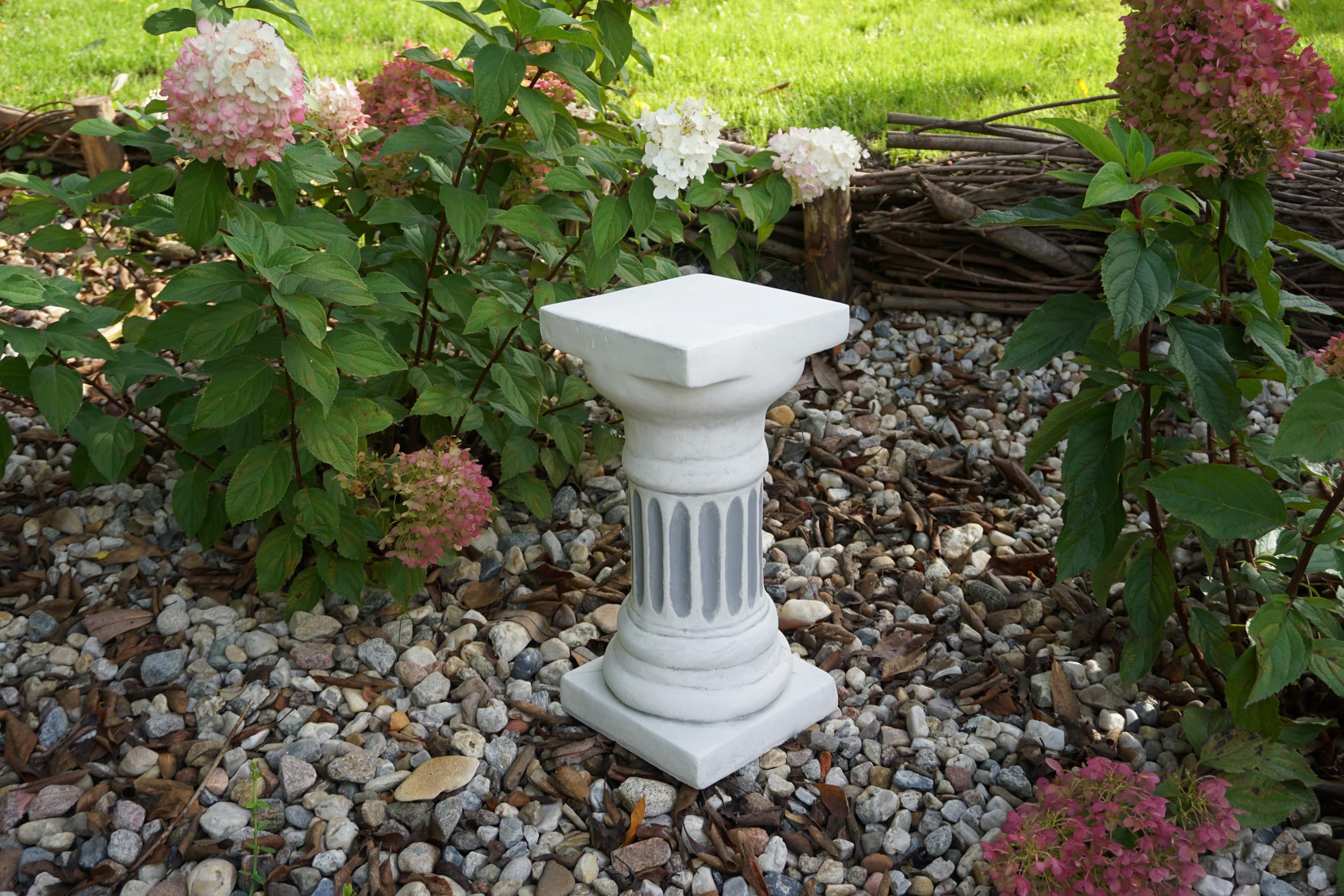gartendekoparadies.de Okrągła kolumna, podstawa kamienna, wys. 39 cm, powierzchnia 18 x 18 cm, 16 kg, szara, odporna na mróz z odlewu kamiennego do użytku na zewnątrz