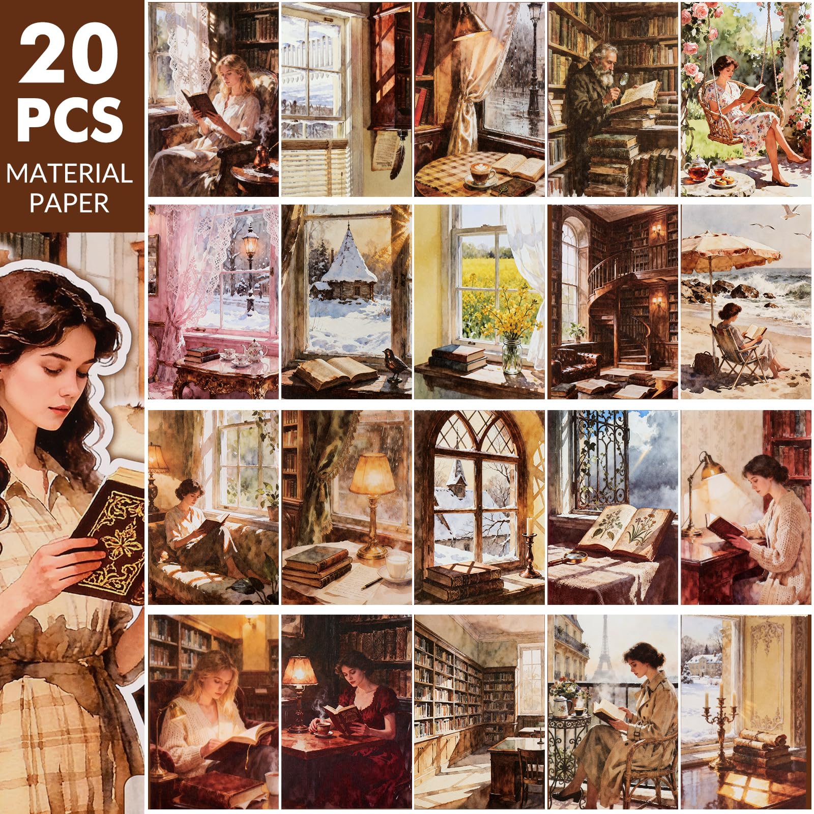 Czytanie scrapbookingu Naklejki 400 wstępnie wyciętych naklejek Washi i 20 kartek do scrapbookingu Vintage naklejka dziennik materiały ludzie naklejki książki do pamiętnika