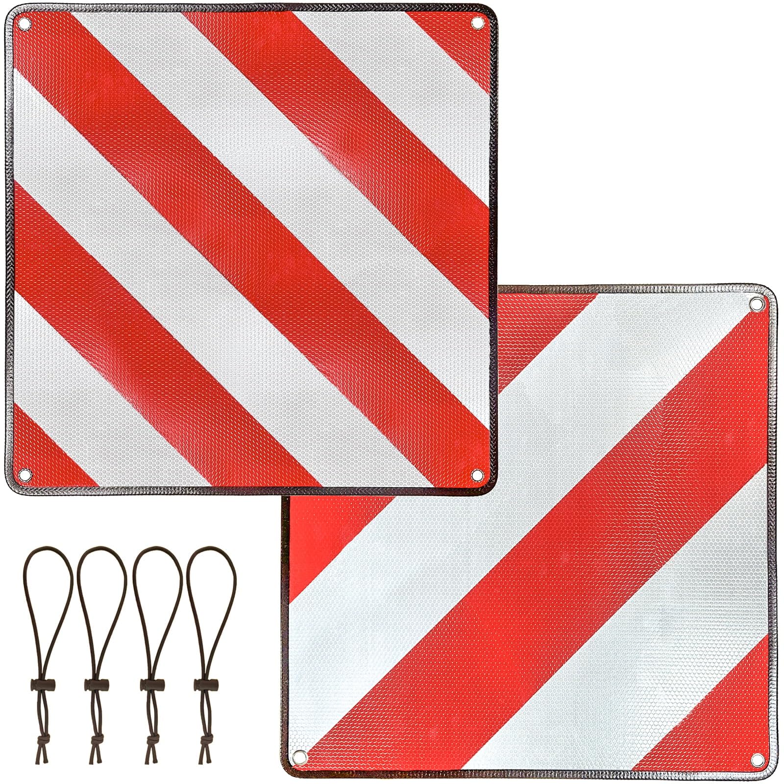 KEELYY Cartello Carichi Sporgenti Spagna Italia Portogallo, in Alluminio, con 4 Cinghie, Segnale di Avvertimento Riflettente Rosso Bianco, Indispensabile per Portabici e Roulotte, 50 x 50 cm