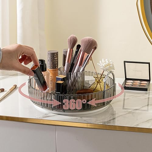 Miniatura 5 de Organizador de maquillaje giratorio de 360, organizador de baño de gran capacidad, organizador de maquillaje de 1 nivel y almacenamiento para
