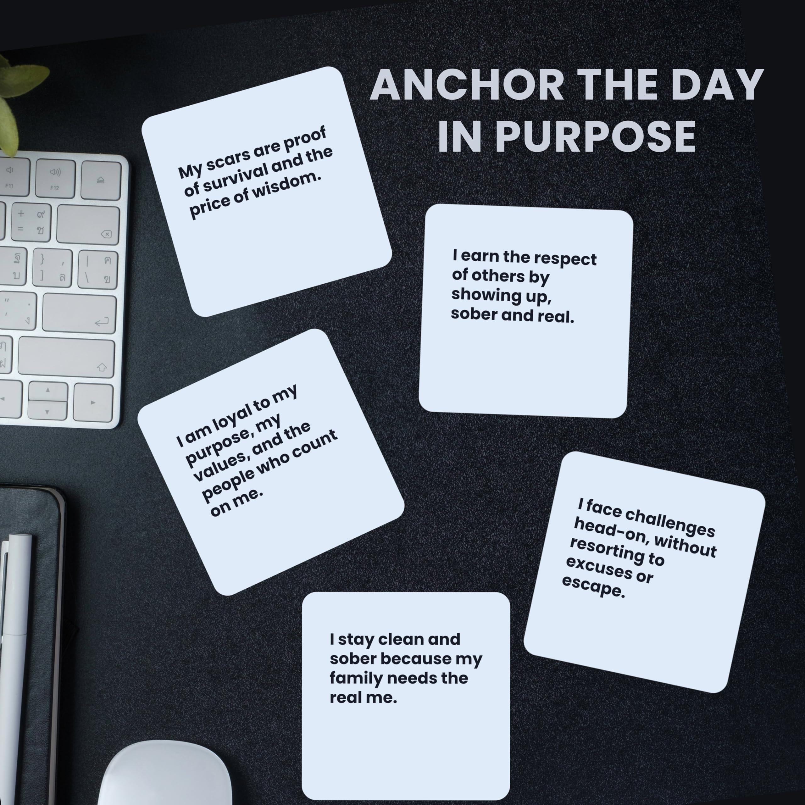 Touchstone Sobriety Affirmation Cards – 50 Daily Affirmation Cards with Display Stand & Magnetic Gift Box, Sobriety Gifts for Men, Addiction Recovery Gifts, 1 Year Sober Gift Ideas
