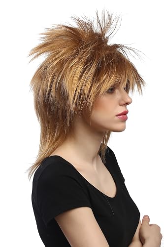WIG ME UP- DH1190-K27 Peluca Mujer Carnaval Halloween Punk Wave punki años 80 Salvaje Rubio