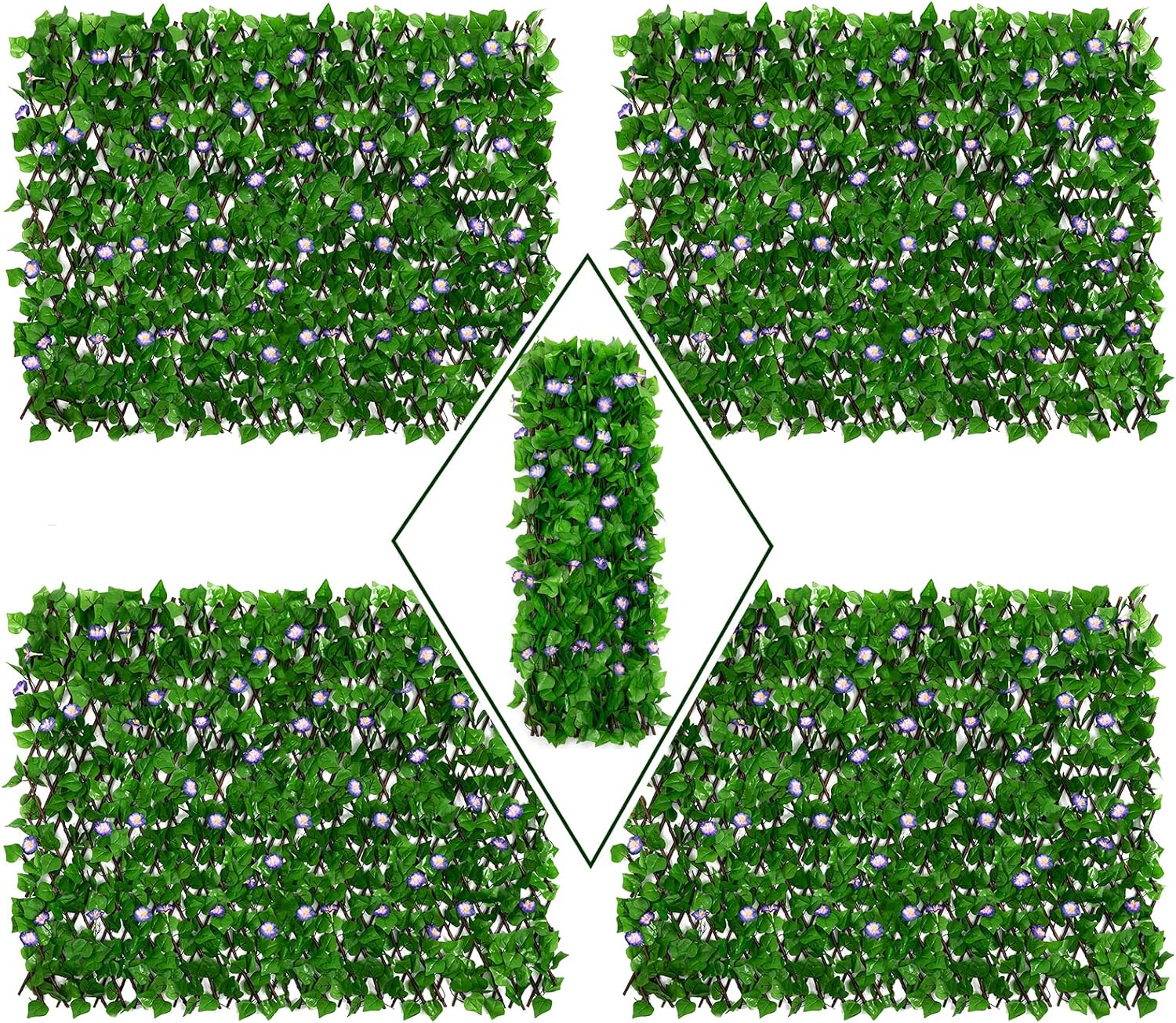 DOEWORKS Expandable Fence Privacy Screen for Balcony Patio Outdoor, 4PCS Faux Ivy Fencing Panel for Backdrop Garden Backyard Home Decorations 20*48 Inch * 4 PCS Blue