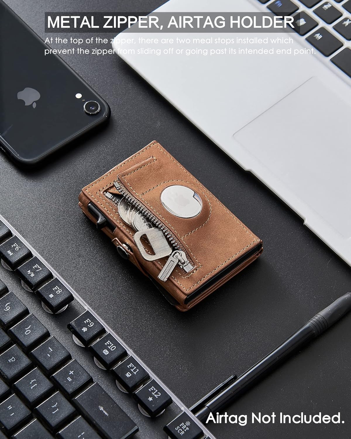 Men's Slim Wallet, Brown 3.0, 100% Full Grain Leather, RFID Protected, Airtag Wallet Holder, 3" L x 4" W x 0.8" H - Image 8