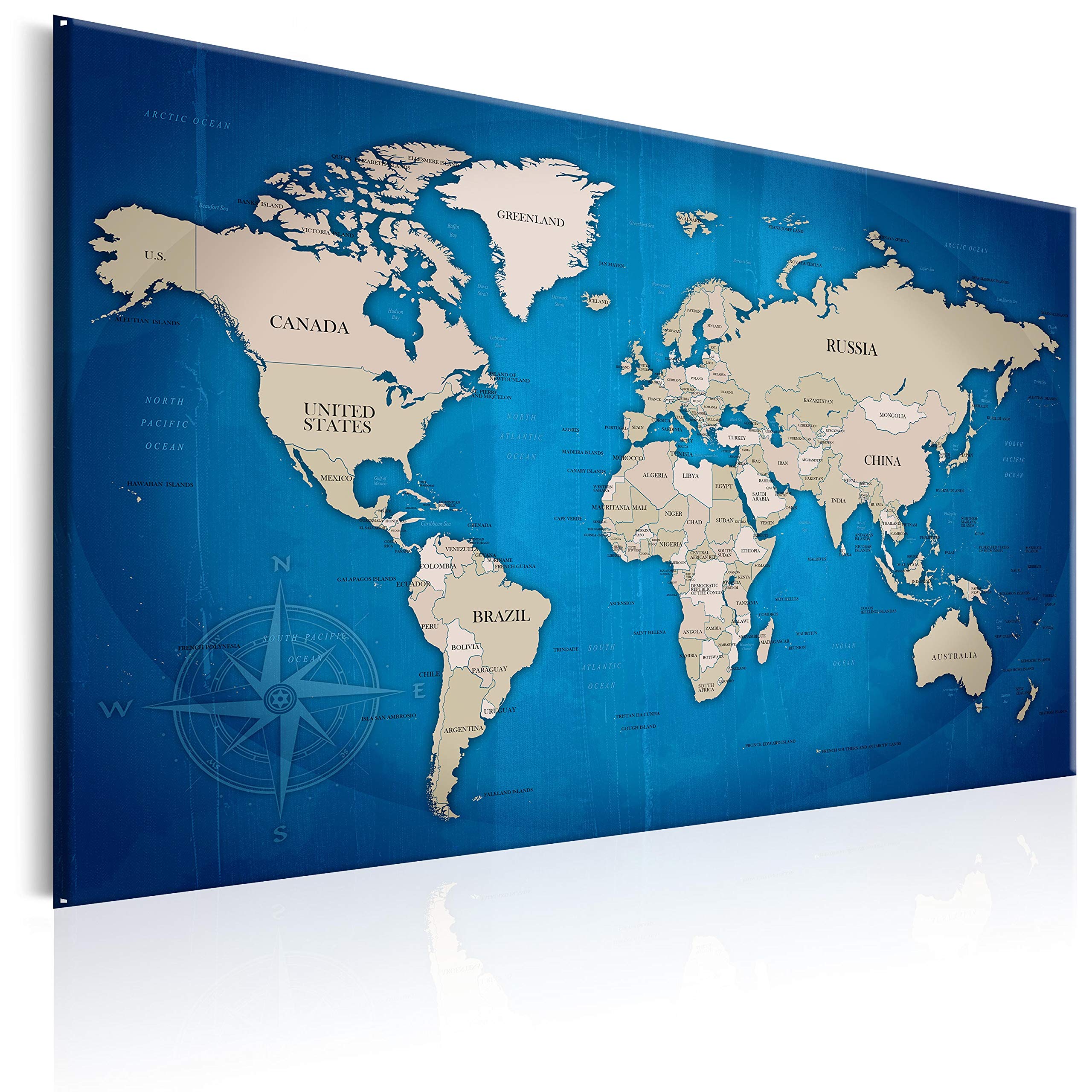 murando Pinboard World Map 90x60 cm/35,4x23,6" 1 pc Cork Board & Canvas Print On Non-woven Material XXL Memoboard Noticeboard Message Board Image Picture Home Decor Wall k-A-0056-p-b
