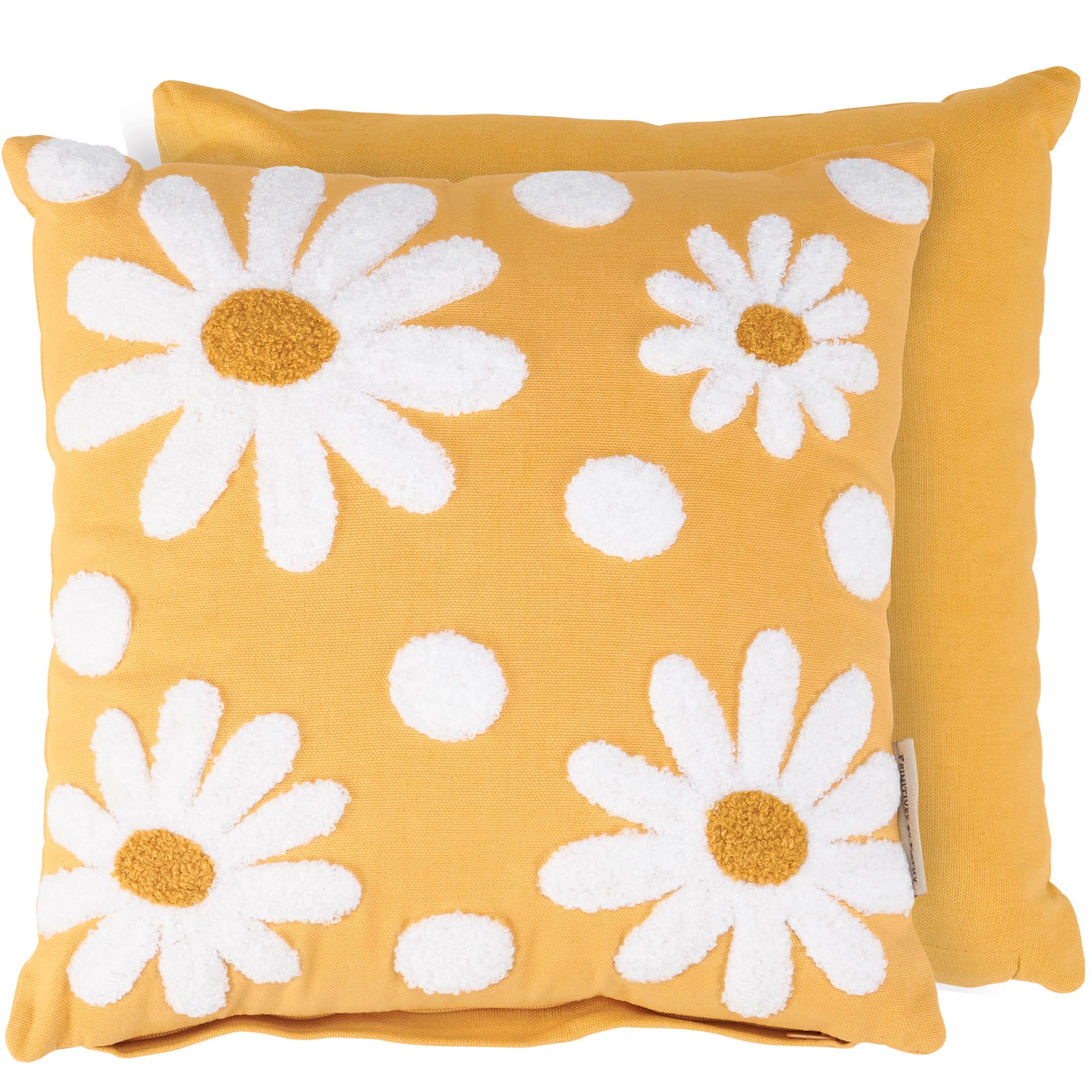 Oreiller touffeté Marguerite jaune et blanc coussin déco salon 30 cm
