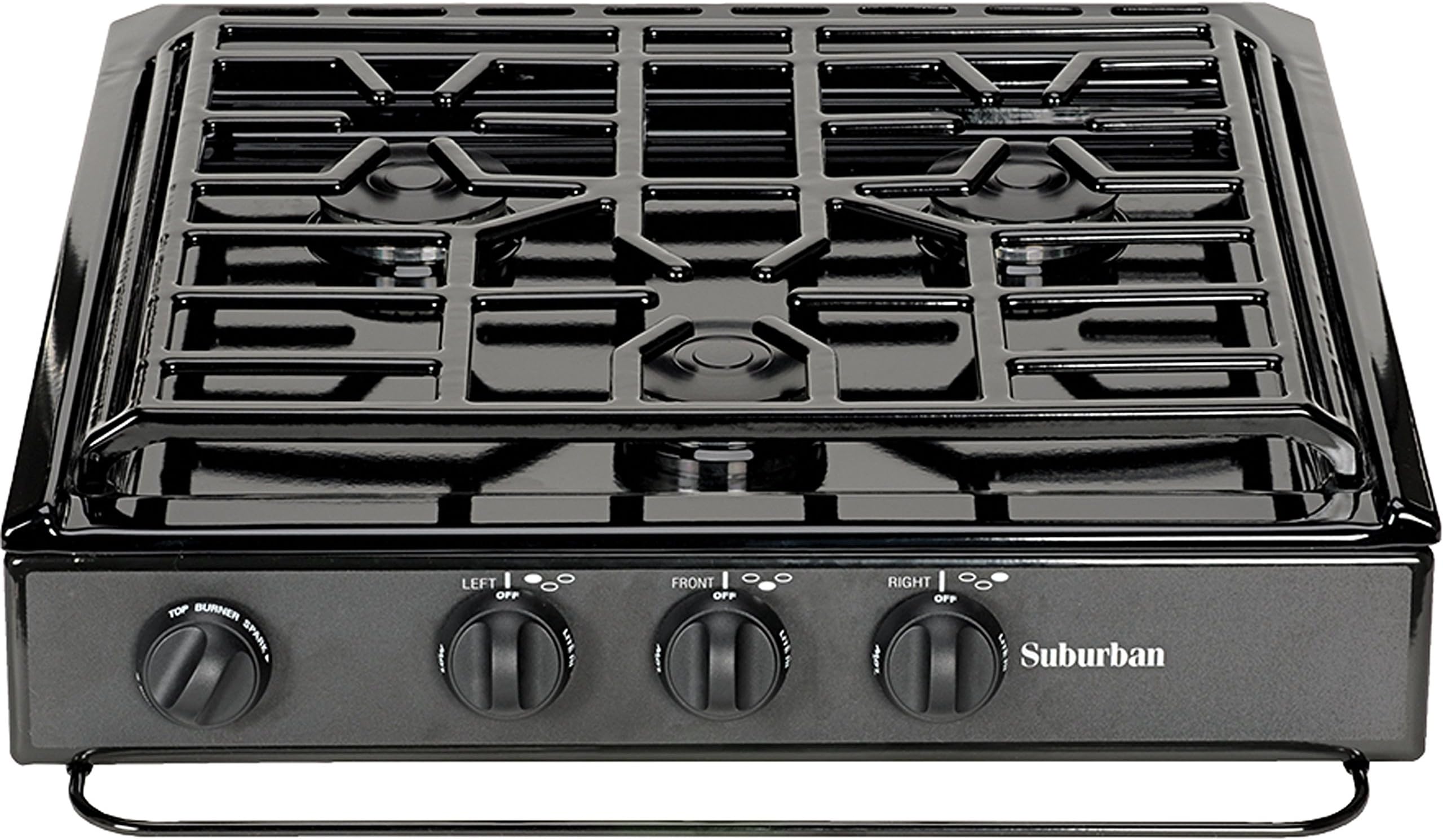 Suburban 3200A 3 Burner Slide-in Cooktop with Conventional Burner - Black w/Piezo Ignition