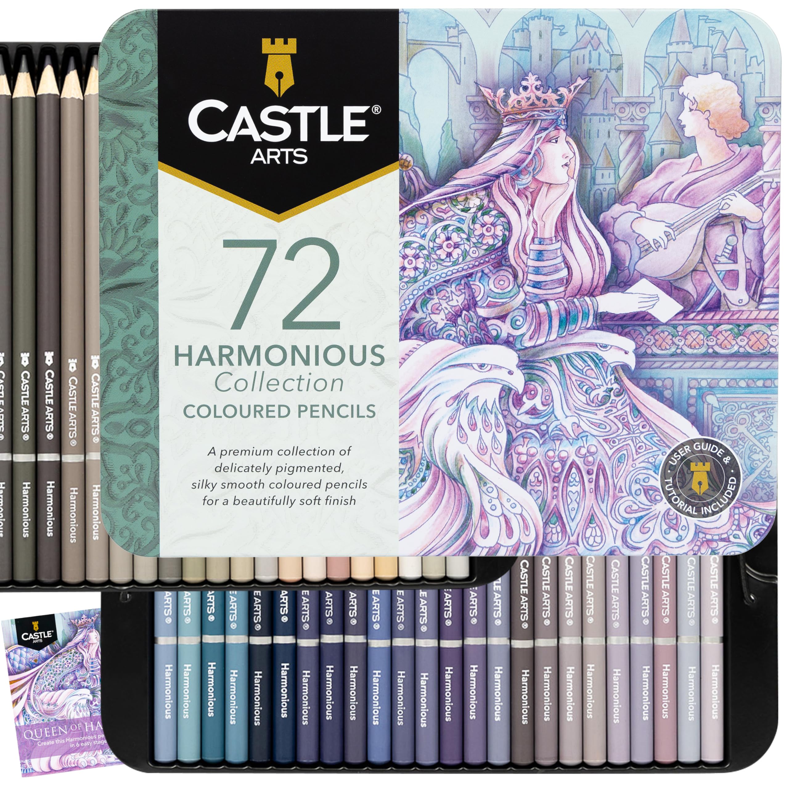Castle Art Supplies muted 72 colored pencils in tin