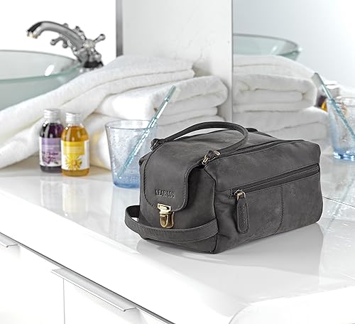 Miniatura 8 de LEABAGS Neceser de cuero para hombre, piel de búfalo auténtica, bolsa de viaje para hombre, Palm Bay
