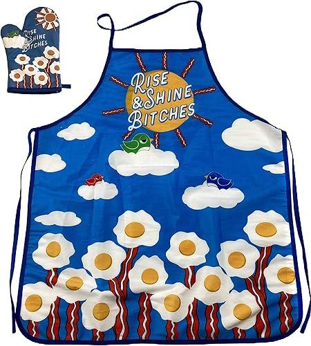 Rise and Shine Bitches - Divertidos accesorios de cocina con gráficos de tocino y huevos para desayunar