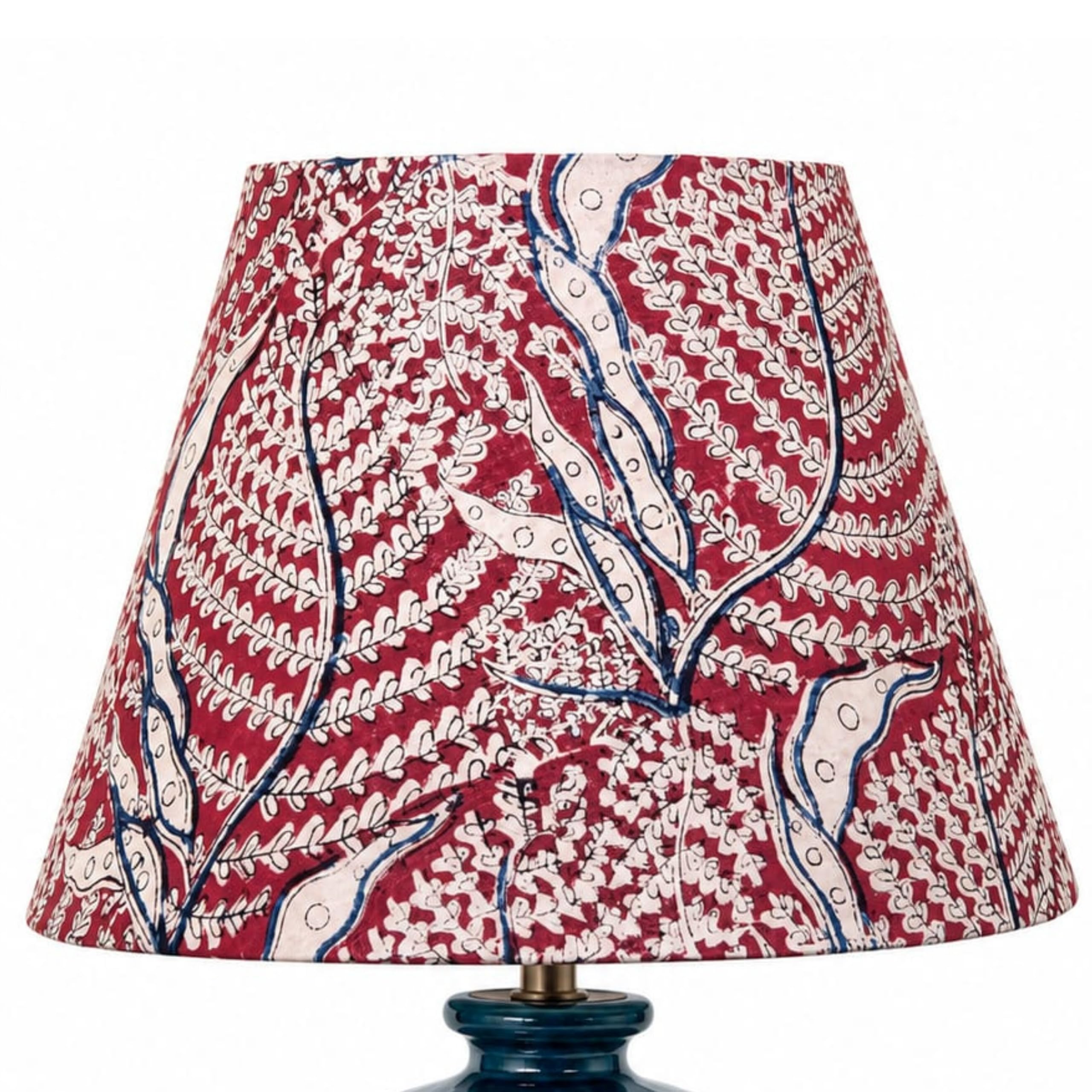 Palm Tree RuvYara Handcrafted Red Printed Cotton Fabric Lamp Shade | Empire Table Lamp Shade | Decorative Replacement Lampshade for Bedroom, Living Room & Bedside Lamp | 30 x 21 cm-image-12