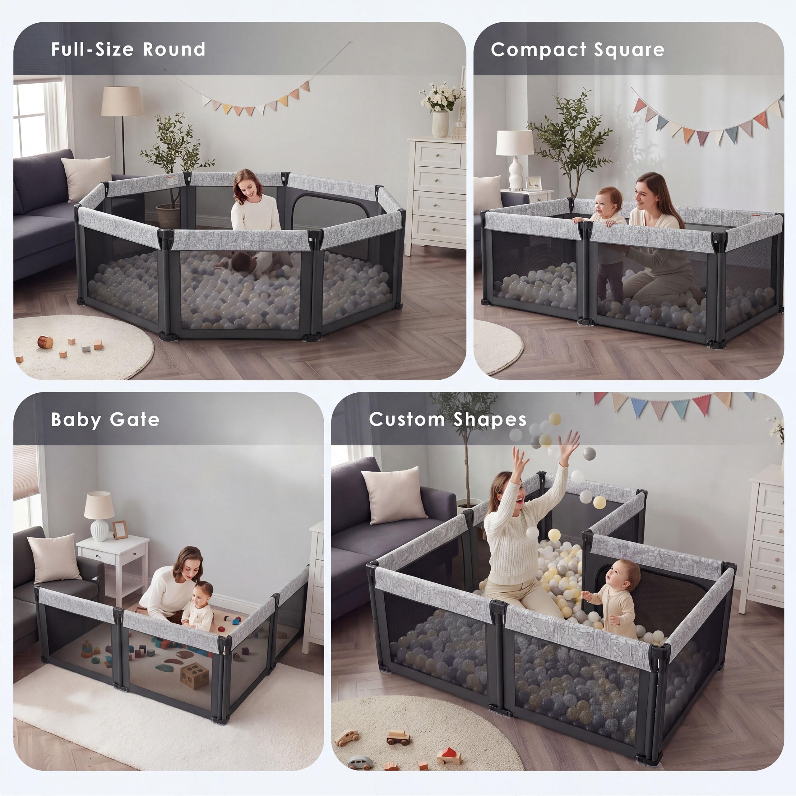 Sweeby Box pieghevole per bambini, nero, 180 x 150 cm