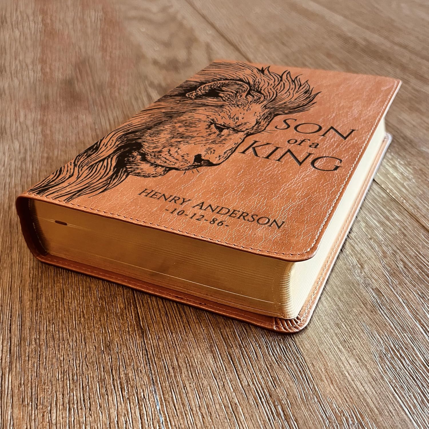 Personalized ESV RVR Bilingual Bible, Son of a King Lion Design, Custom Engraved Name, Christian Gift, Baptism Gift, Bible Gift for Him