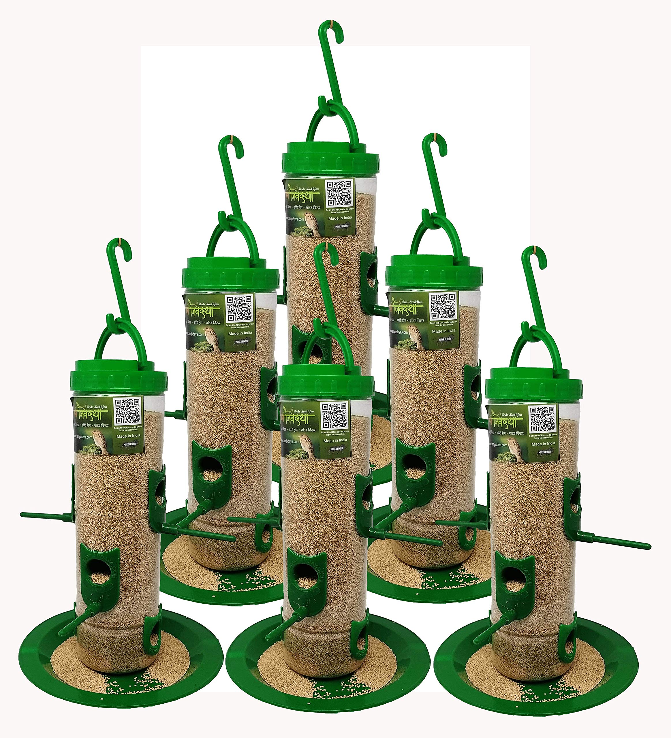Amijivdaya Large Bird Feeder (Green, Transparent) - Pack of 6 (B07XRVT4FB) Amazon Price History, Amazon Price Tracker