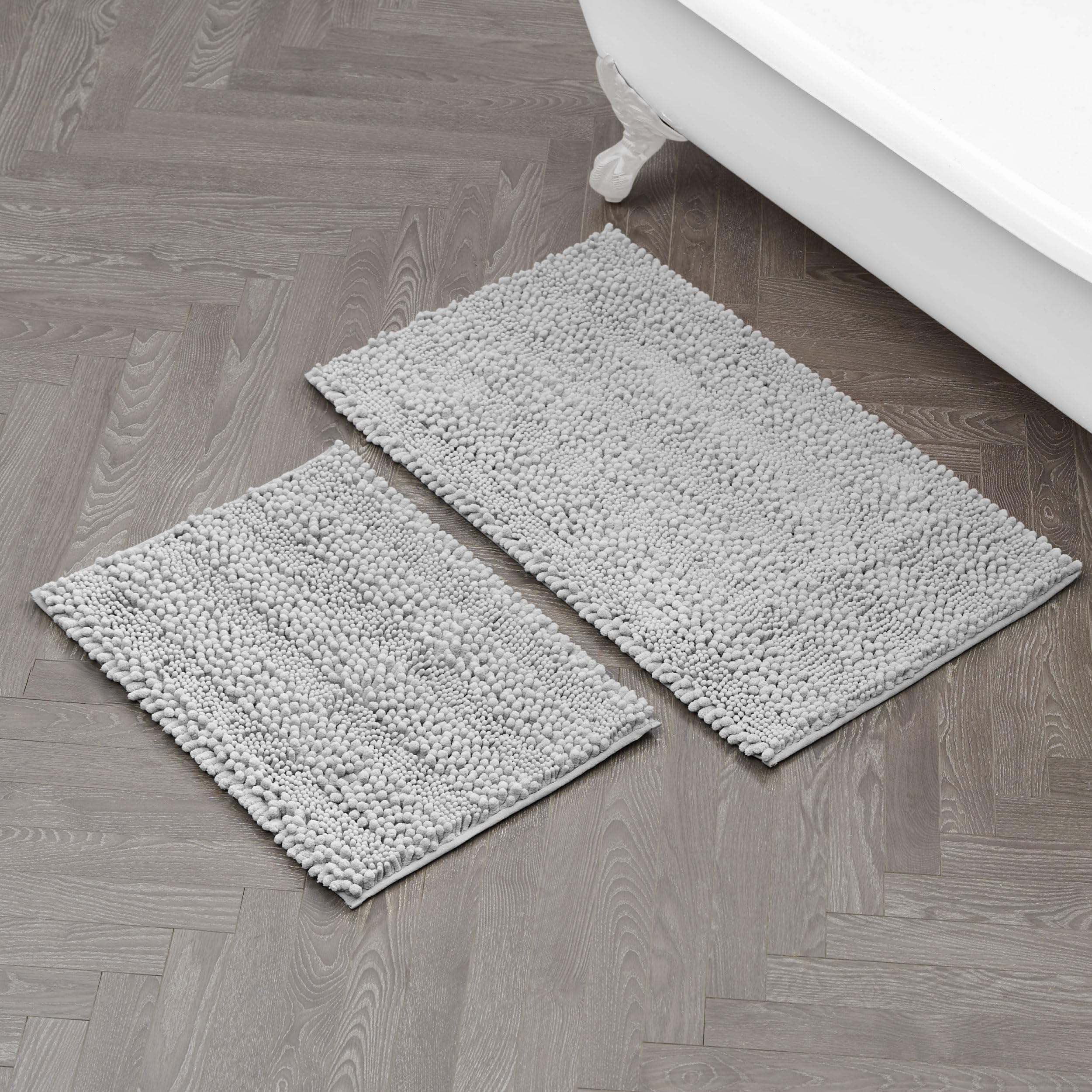 Laura Ashley – Astor Chenille Bath Mats | Set of 2| 100% Polyester | Premium Bathroom Décor | Machine Washable | TPR Backing | Measures 17” x 24” and