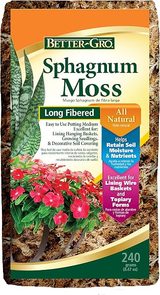 Better-GRO Sphagnum Moss - 100% Natural, Long-Fiber Moss for Orchids, Ferns, and Hostas, Excellent for Hanging Baskets a