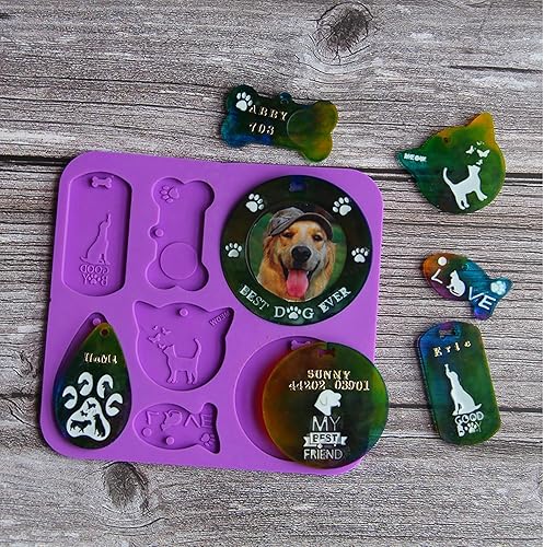 Miniatura 6 de Rosebeading Molde de hueso de perro de silicona para fundición de resina, etiqueta de identificación casera para mascotas, colgante de nombre