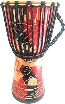 Hand Carved Djembe Drum Bongo Congo SOLID WOOD 16" Percussion Drum - PROFESSIONAL SOUND/QUALITY - JIVE BRAND Large - 16" High