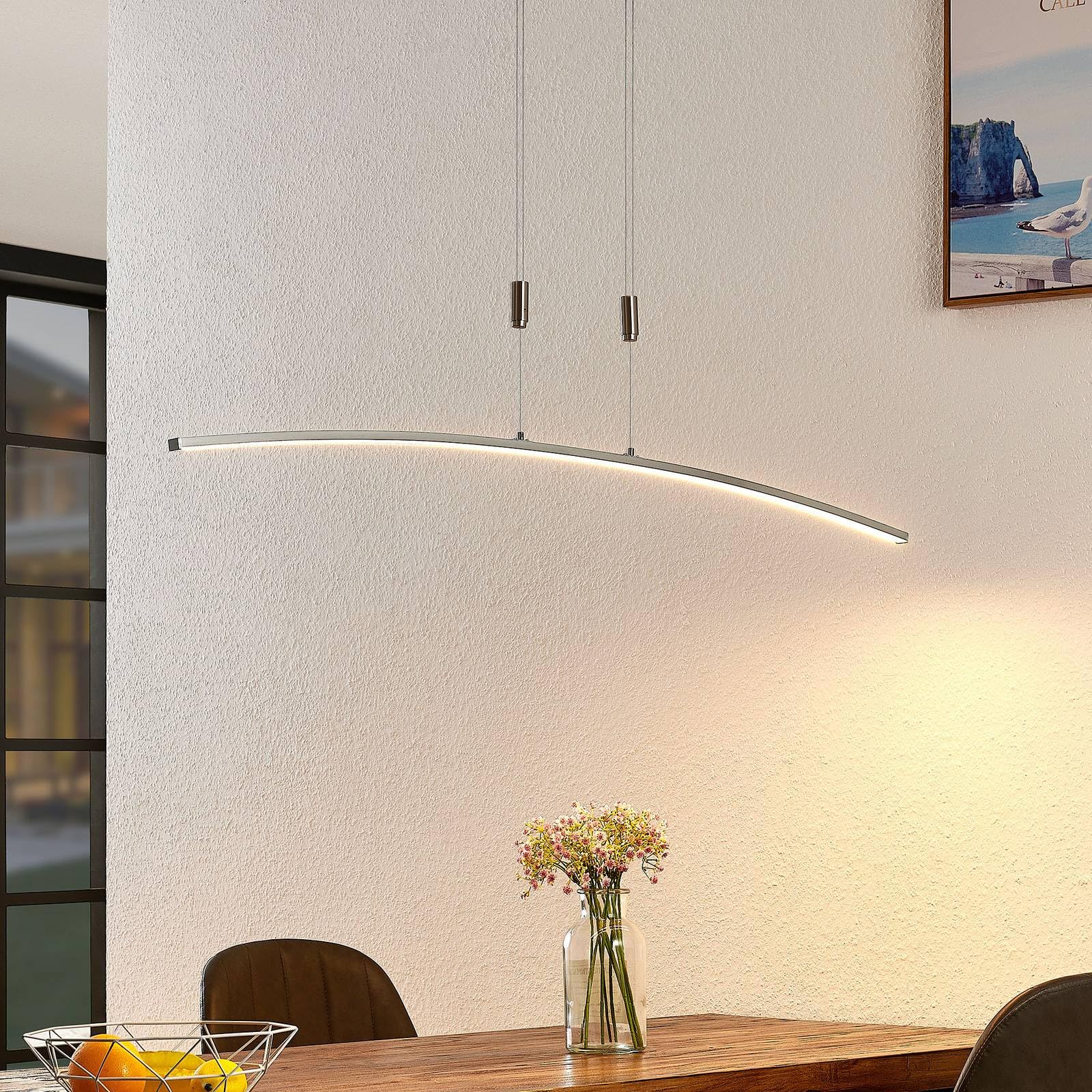Lindby LED Phillie dimmbar (Modern) in Alu aus Metall (1 flammig,) Wohnzimmerleuchte